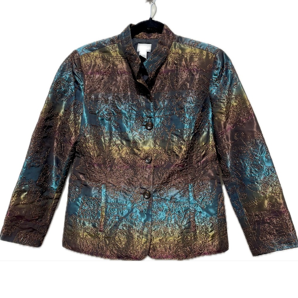 Chico's Iridescent/ Bronze Embroidered Blazer-Size 1